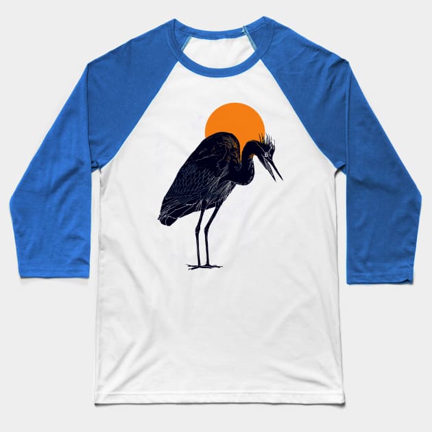 Heron Baseball T-Shirt by davidbushell82